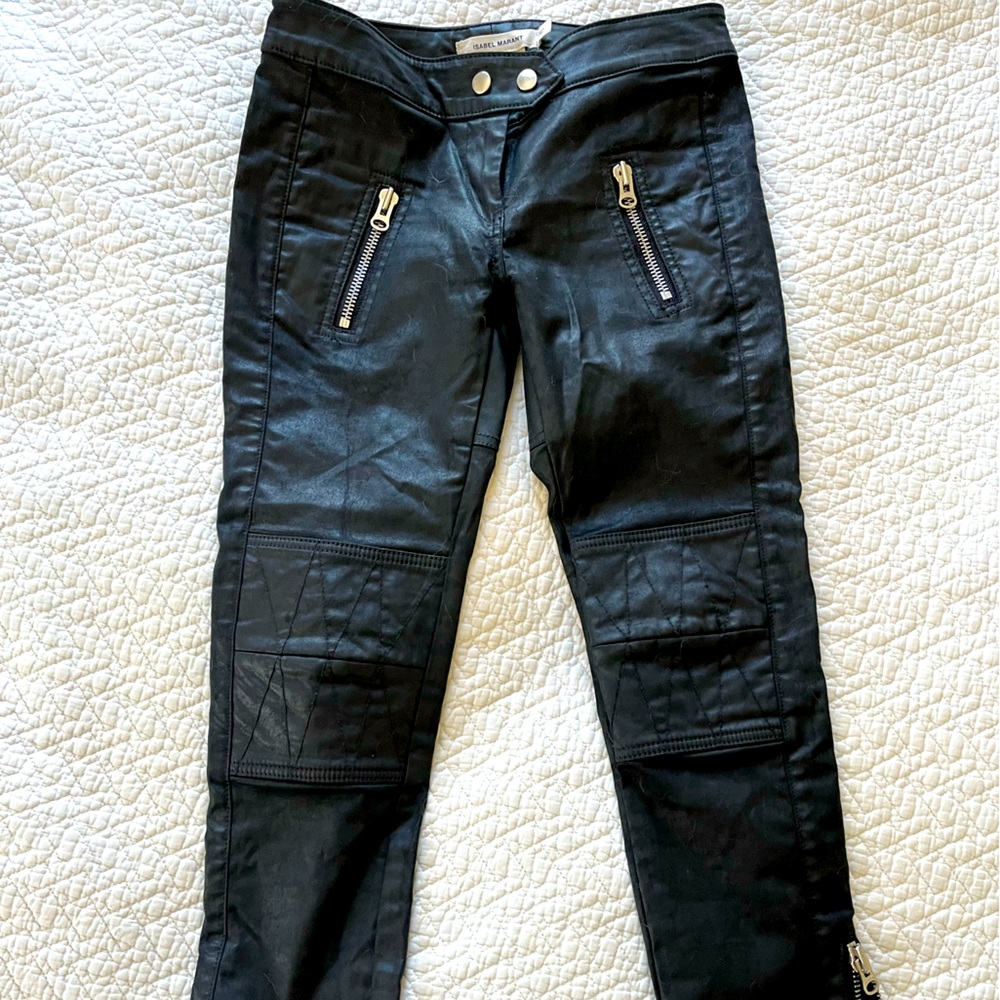 Size SM Isabel Marant pour H&M black leather moto pants, unworn great condition